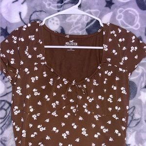 brown flower shirt